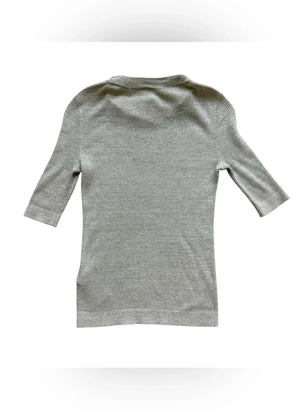 Tory Burch Oatmeal Wool Linen Sweater Tunic Peter Pan Collar XS 3/4 Sleeve